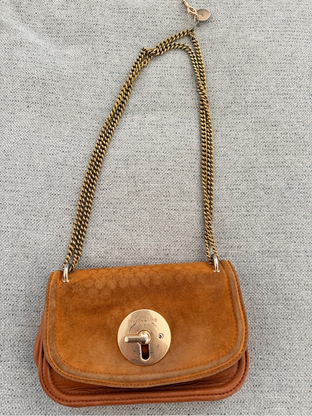 See By Chloe Suede Shoulder Bag in Cognac